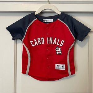 2T Kids Cardinals Jersey Button Down with Red and Blue Short Sleeves by True Fan